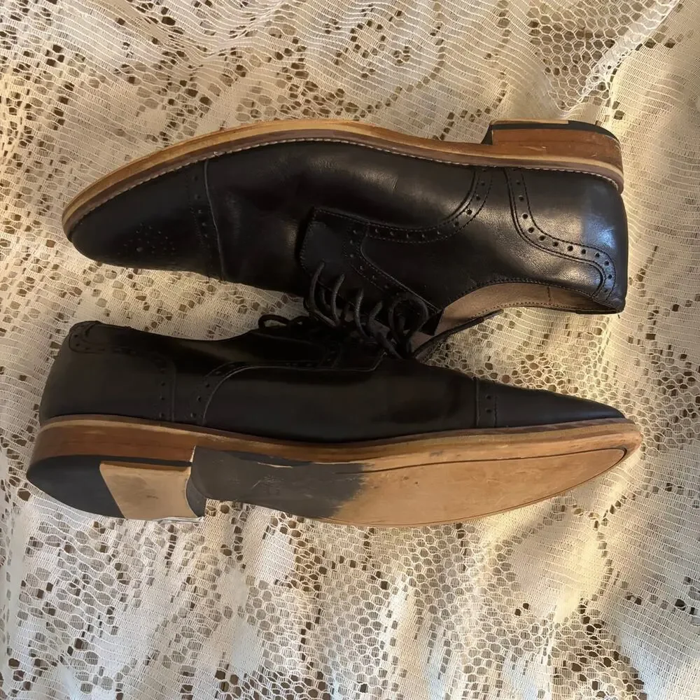 Johnston & Murphy Men's US 8.5 Black Cap-Toe Oxford Dress Shoes
